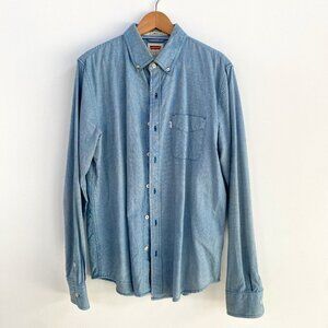 Vintage Levi's Chambray Flannel  button up – Large – Light blue denim
